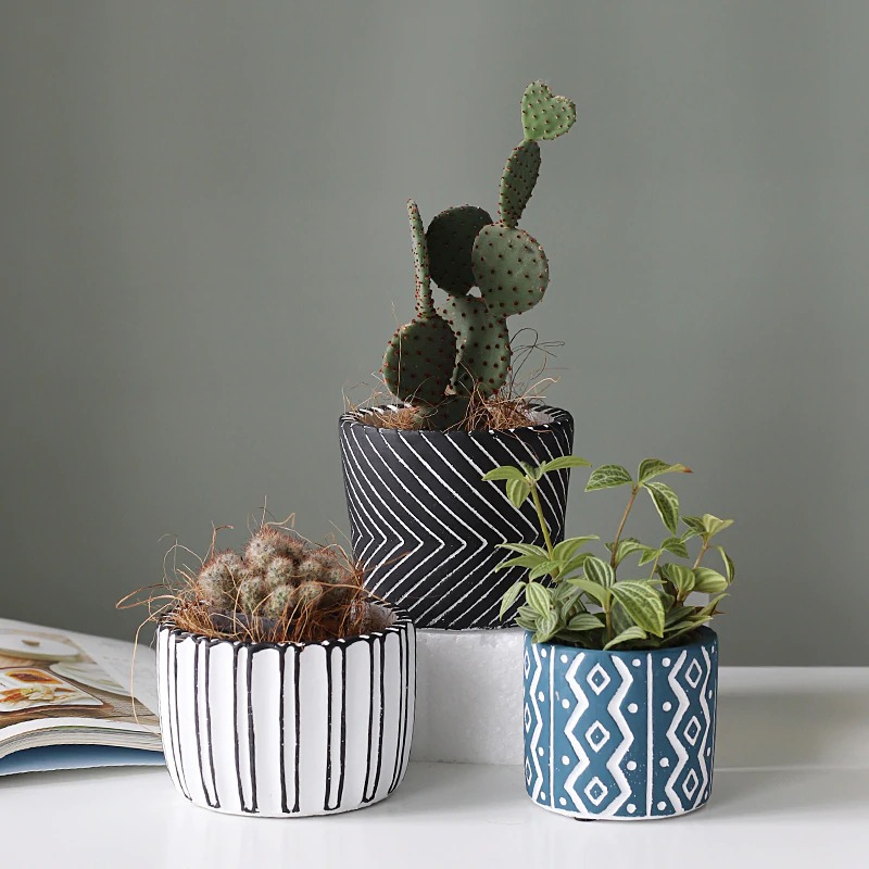 HomeQuill™ Retro Geometric Flower Pots - Nordic Side - 