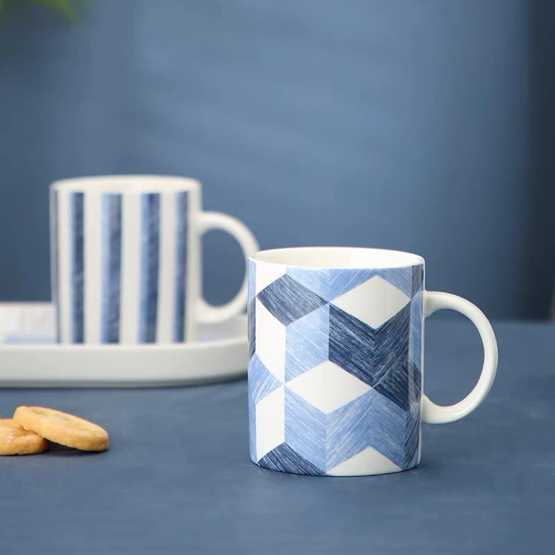 Roxo Blue Patterned Stoneware Mug