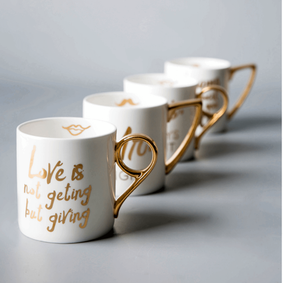 24K Gold-plated Ceramic Coffee Mugs - Nordic Side - 