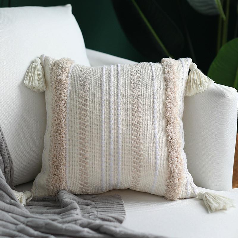 Moroccan Tufted Tassel Cushion Cover - Nordic Side - 