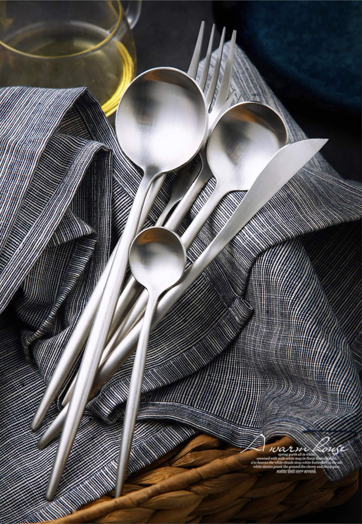 4 Psc Silver Cutlery Set - Nordic Side - 