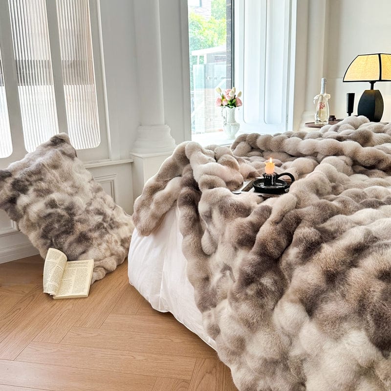 Tie Dye Rabbit Faux-Fur Blanket Throw