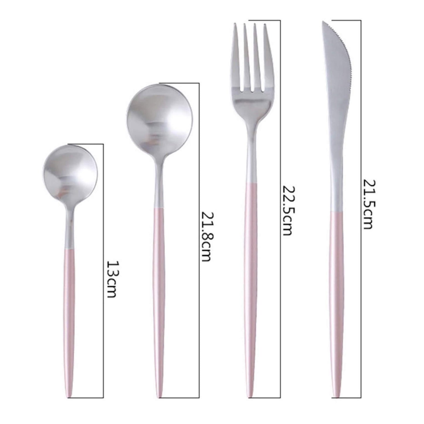 4 Pcs Pink & Silver Cutlery Set - Nordic Side - 