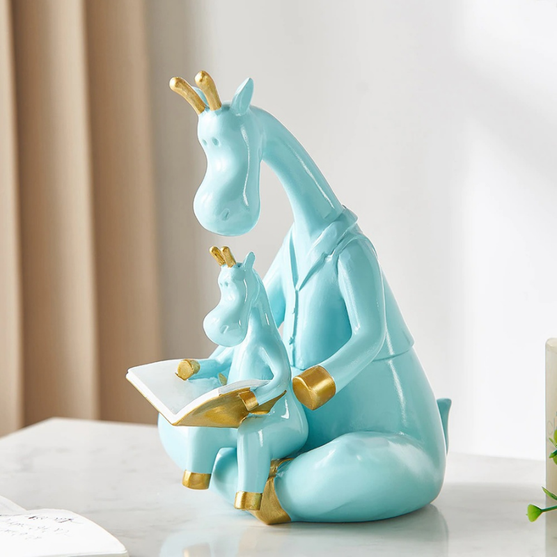 HomeQuill™ Bionic Style Blue Giraffe Figurine Set - Nordic Side - 