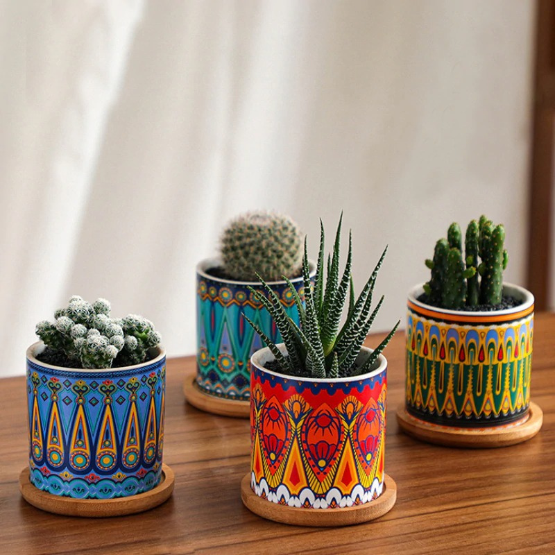 HomeQuill™ American Art Colorful Flower Pots - Nordic Side - 