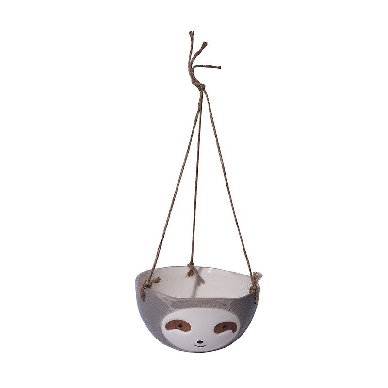 HomeQuill™ Ceramic Hanging Sloth Plant Pot - Nordic Side - 