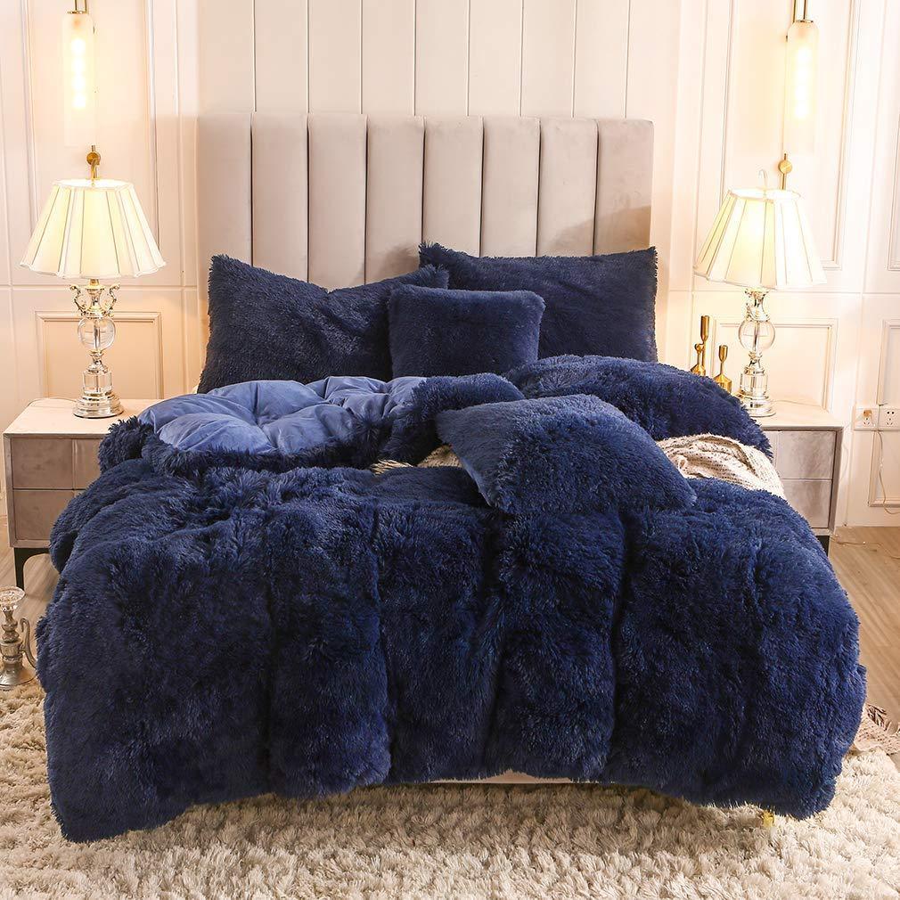 Fluffy Duvet Cover With Pillow Cover 3 Pieces Set - Nordic Side - 