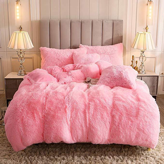 Fluffy Duvet Cover With Pillow Cover 3 Pieces Set - Nordic Side - 