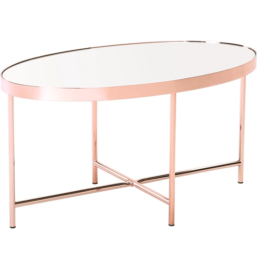 Xander - Oval Coffee Table with Mirror Top