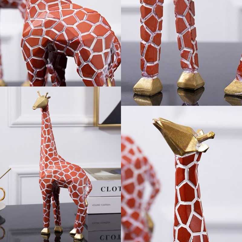 HomeQuill™ Handmade Geometric Giraffe Sculpture - Nordic Side - 