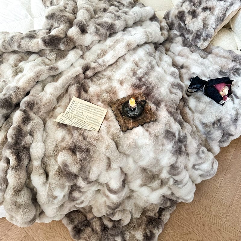 Tie Dye Rabbit Faux-Fur Blanket Throw