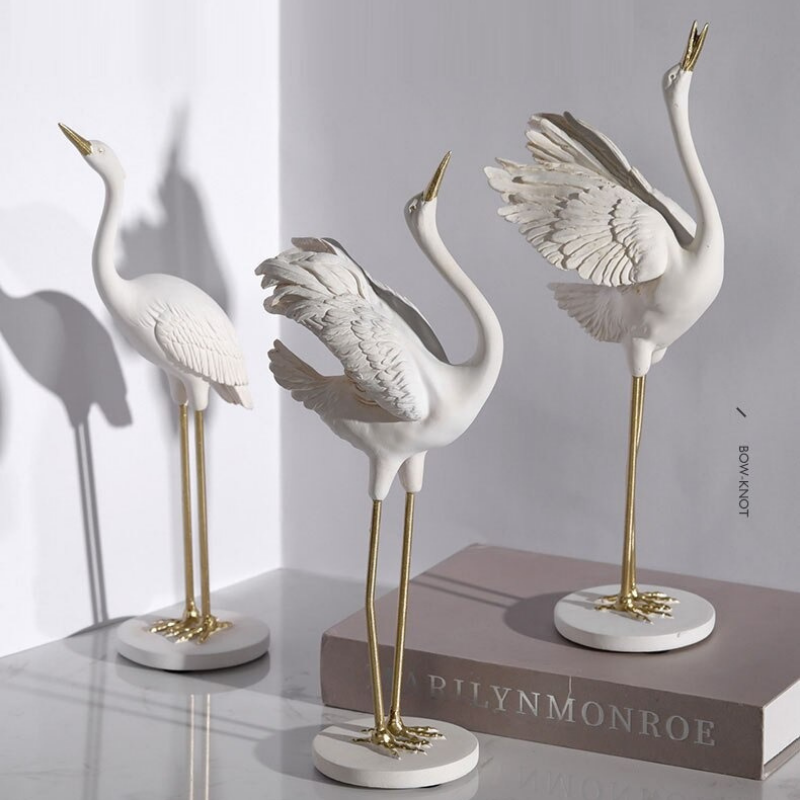 HomeQuill™ Classical Crane Statue Set - Nordic Side - 