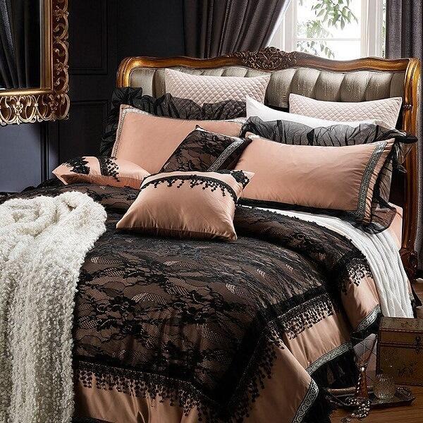 Ambrozeya Luxury Silk Cotton Black Lace Duvet Cover Set - Nordic Side - Ambrozeya Luxury Silk Cotton Black Lace Duvet Cover Set, architecture, arcitecture, art, artist, bedroom, contemporarya