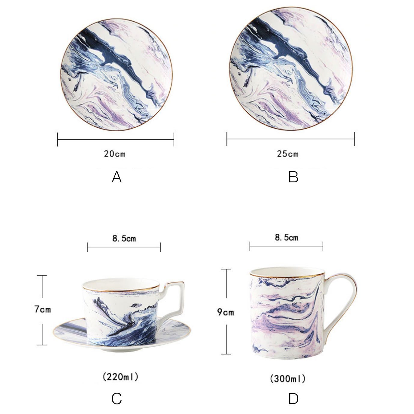 Blue & Purple Marble Ceramic - Nordic Side - 