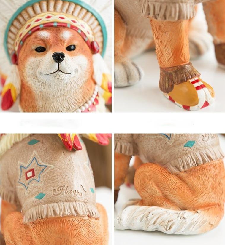 Shiba Indian Headdress Shiba Inu Figurine