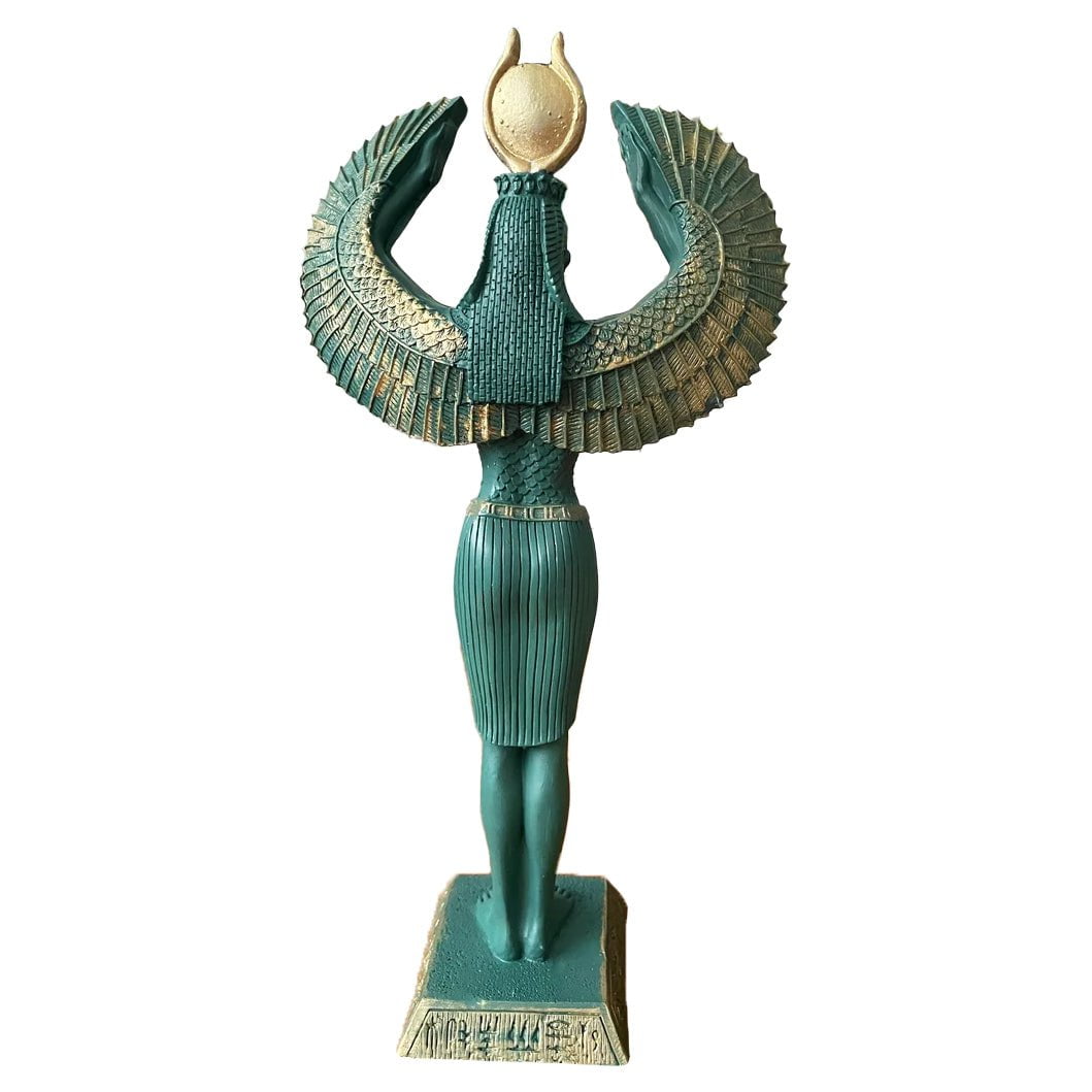 Green & Gold Isis Open Wings Sculpture