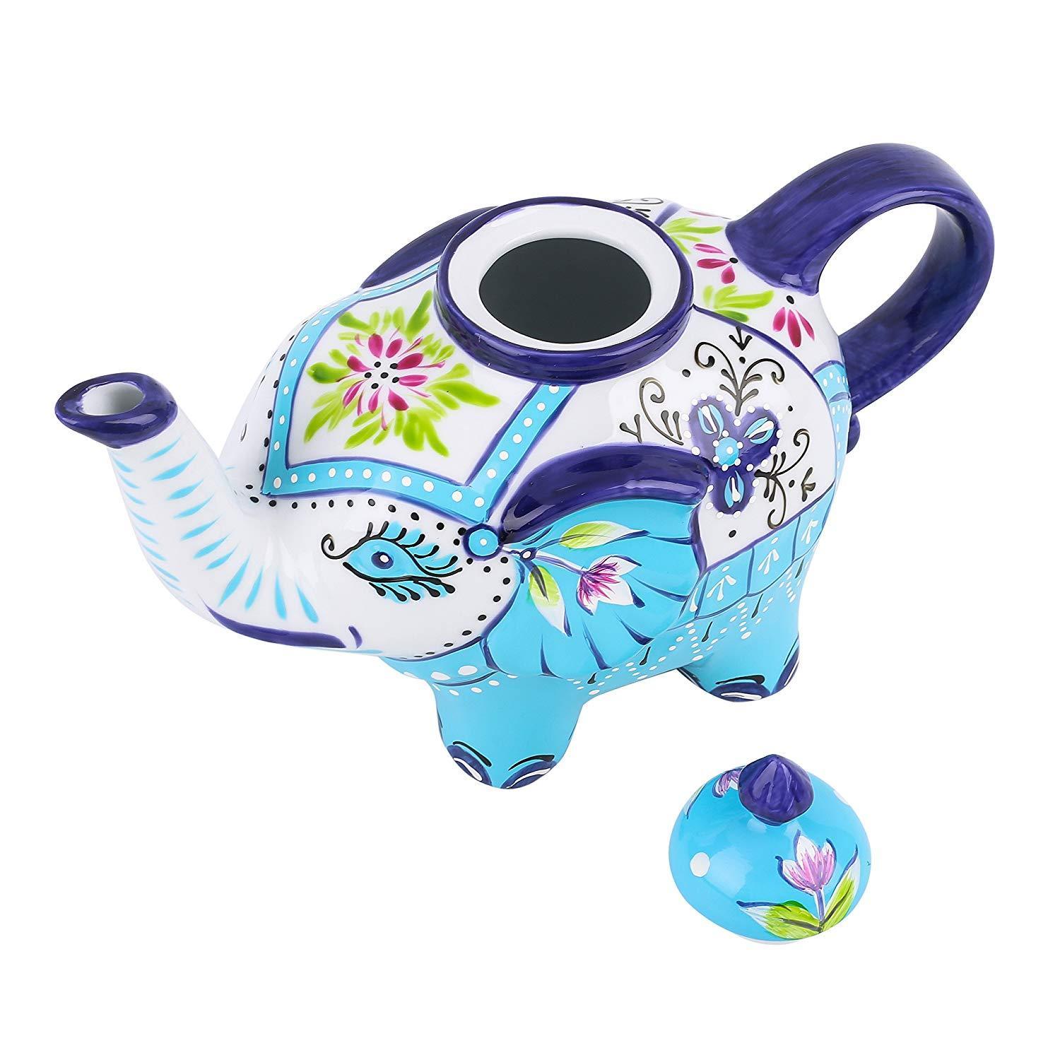 800 ml Porcelain Hand Painted Multicolor Elephant Shape Teapot Crafts with Gift Box - Nordic Side - 800, Artvigor, Box, Coffeepots, Crafts, Elephant, Family, Gift, Hand, ml, Multicolor, Offic