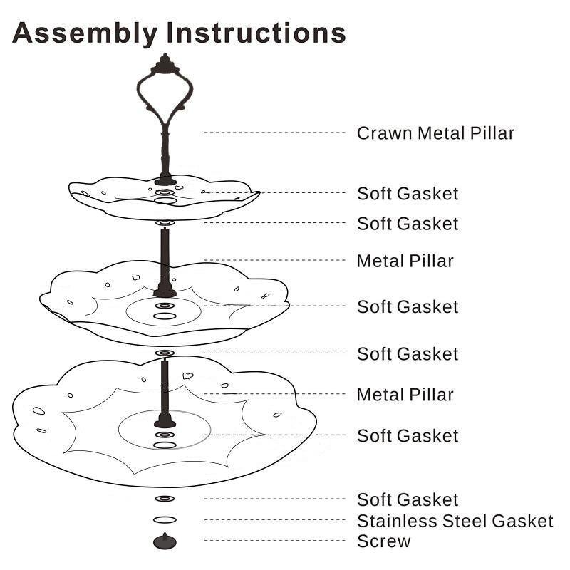 3 Tier White Ceramic Cake Tower Stand14.5" Tall Porcelain Party Food Server Display Holder with Golden Carry Handle (White Round) - Nordic Side - 145, Cake, Carry, Ceramic, Display, Food, Gol