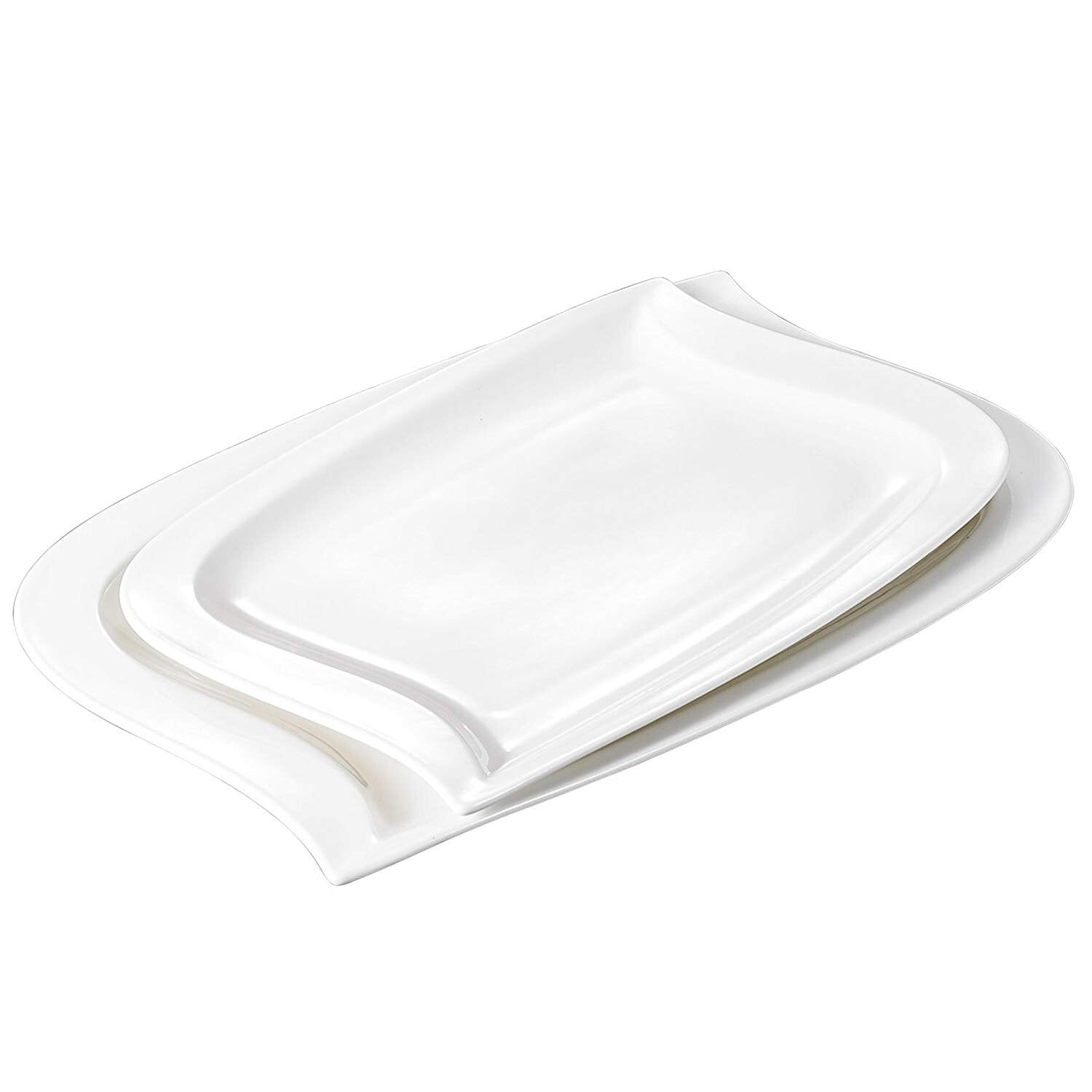 Elvira 2-Piece White Porcelain Serving Plates/11" Dessert Plate and 13.25" dinner Plate - Nordic Side - 11, 1325, and, Dessert, dinner, Dinnerware, Elvira, included, Large, MALACASA, Piece, P