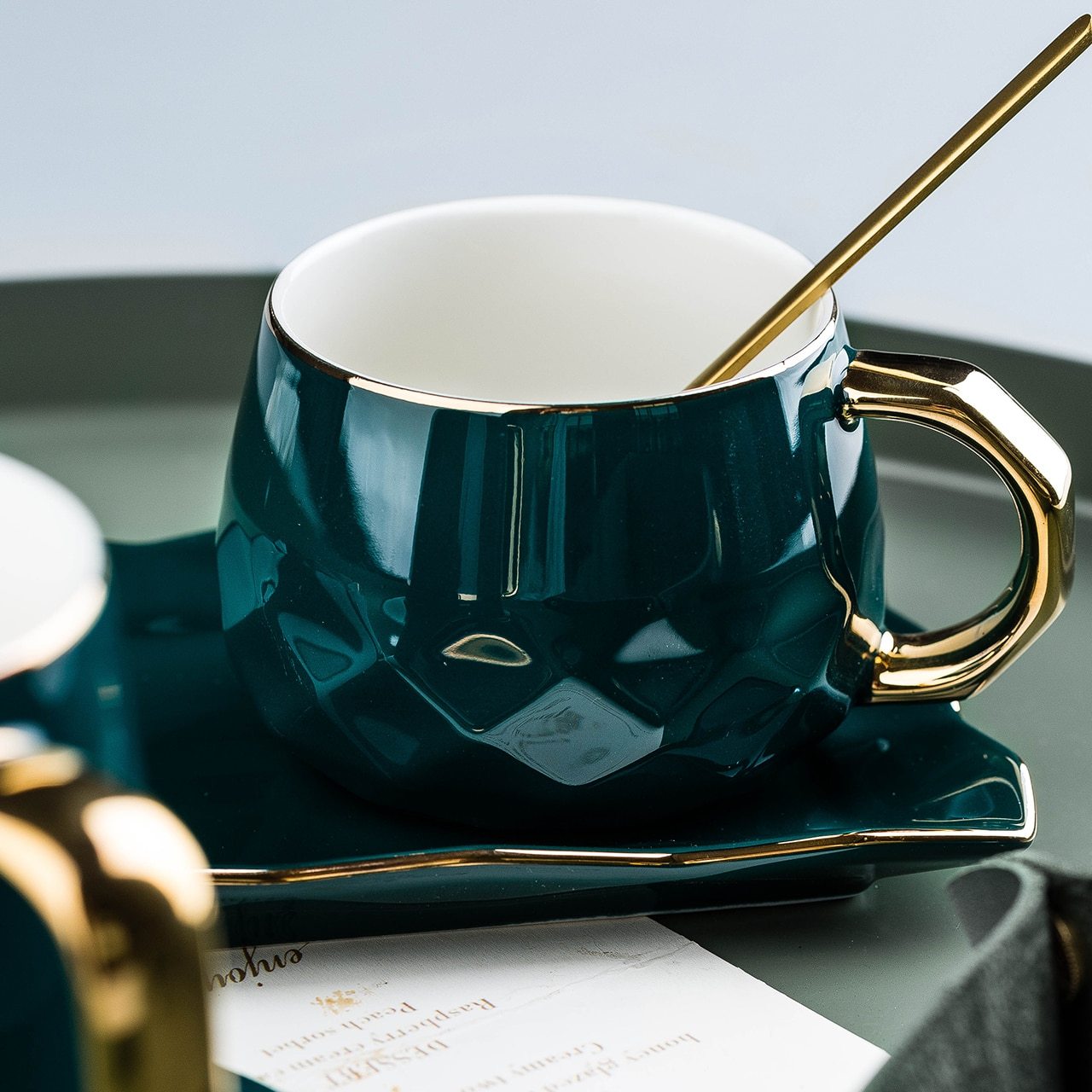 Green Elegant Green Ceramic Coffee Set