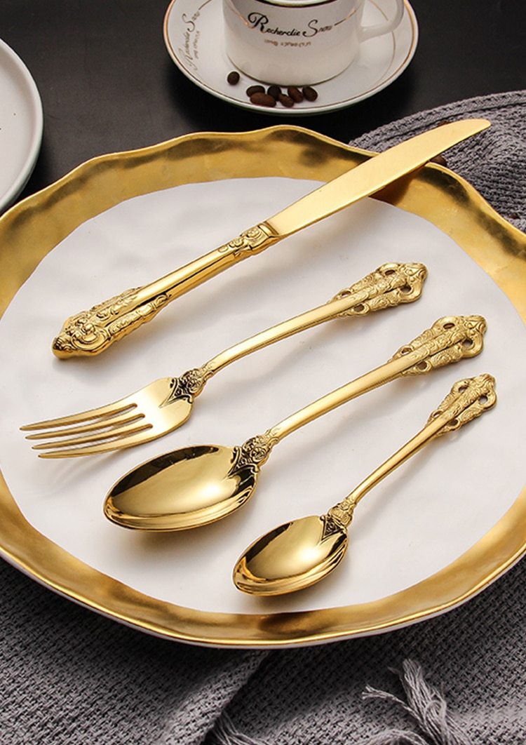 Luxury Elegant Gold & Silver Flatware Set