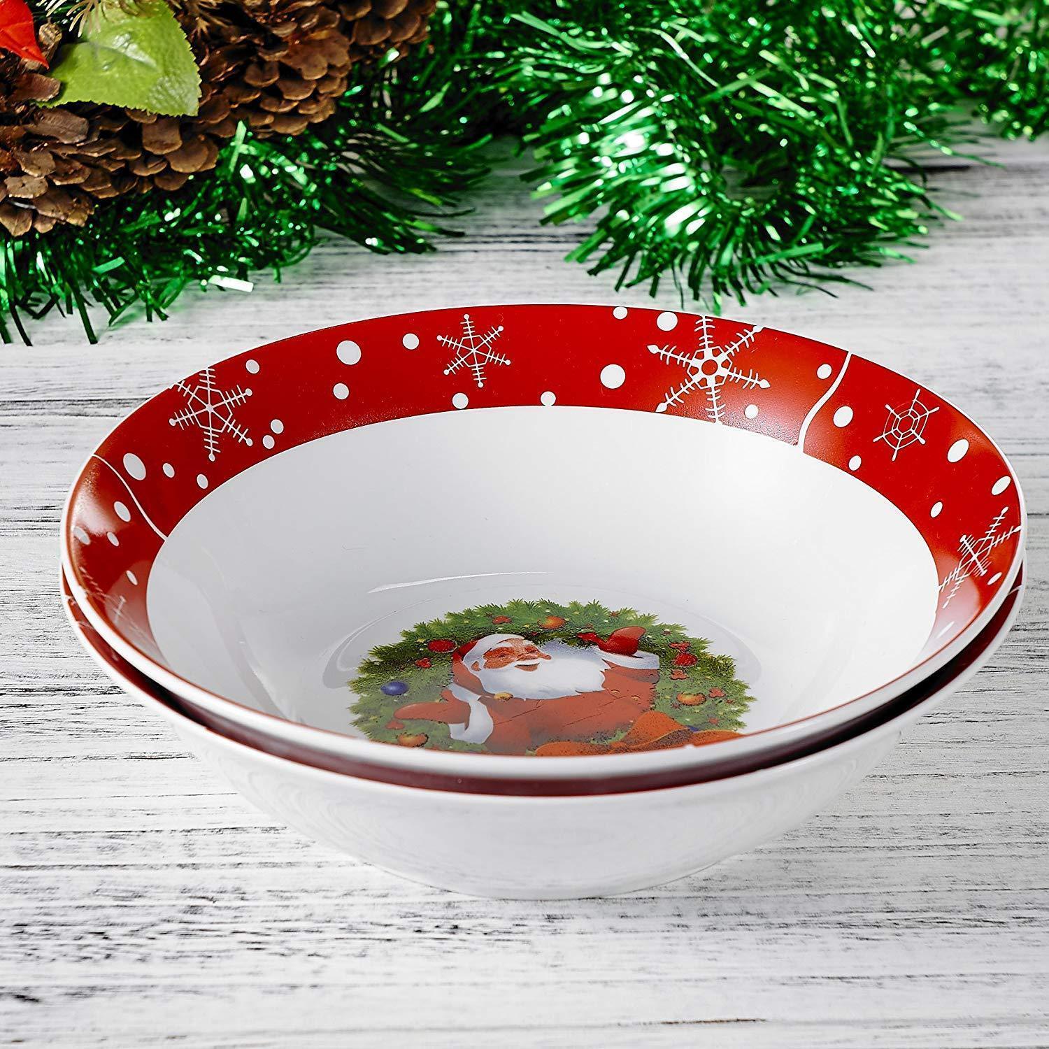 Christmas Style 2-Piece Porcelain 1125 ML Bowl Set - Nordic Side - 1125, Bowl, Ceramic, Cereal, Christmas, for, Large, ML, Piece, Porcelain, Salad, Set, Soup, Style, VEWEET