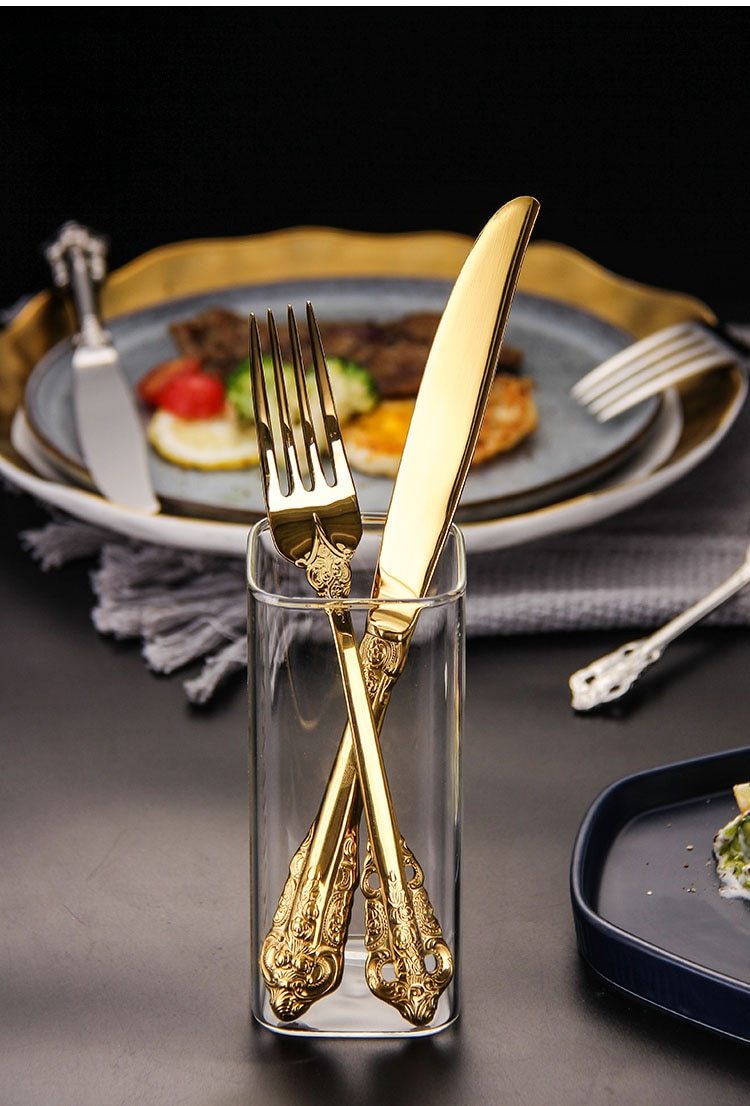 Luxury Elegant Gold & Silver Flatware Set