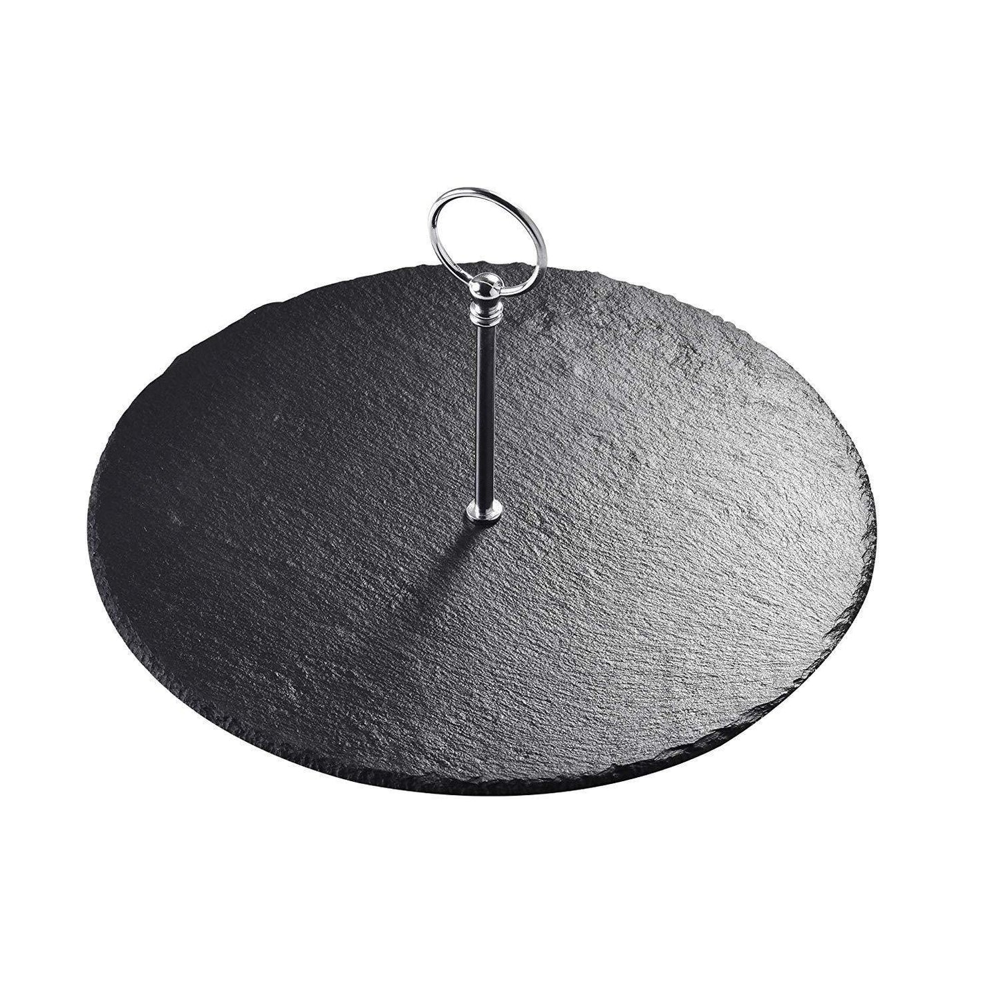 12" Natural Round Slate Serving Tray/Platter/Placemats Diameter with Handle 30 cm - Nordic Side - 12, 30, cm, Coasters, Coffee, Diameter, Handle, MALACASA, Mats, Natural, Placemats, Round, Se