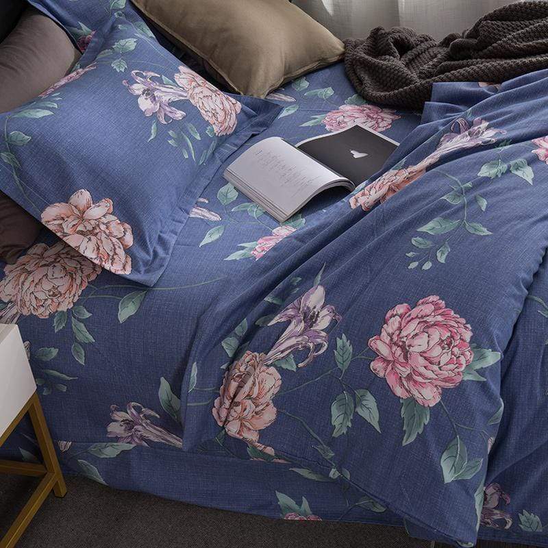 Blue Florals Duvet Cover Set - Nordic Side - bed, bedding, spo-enabled