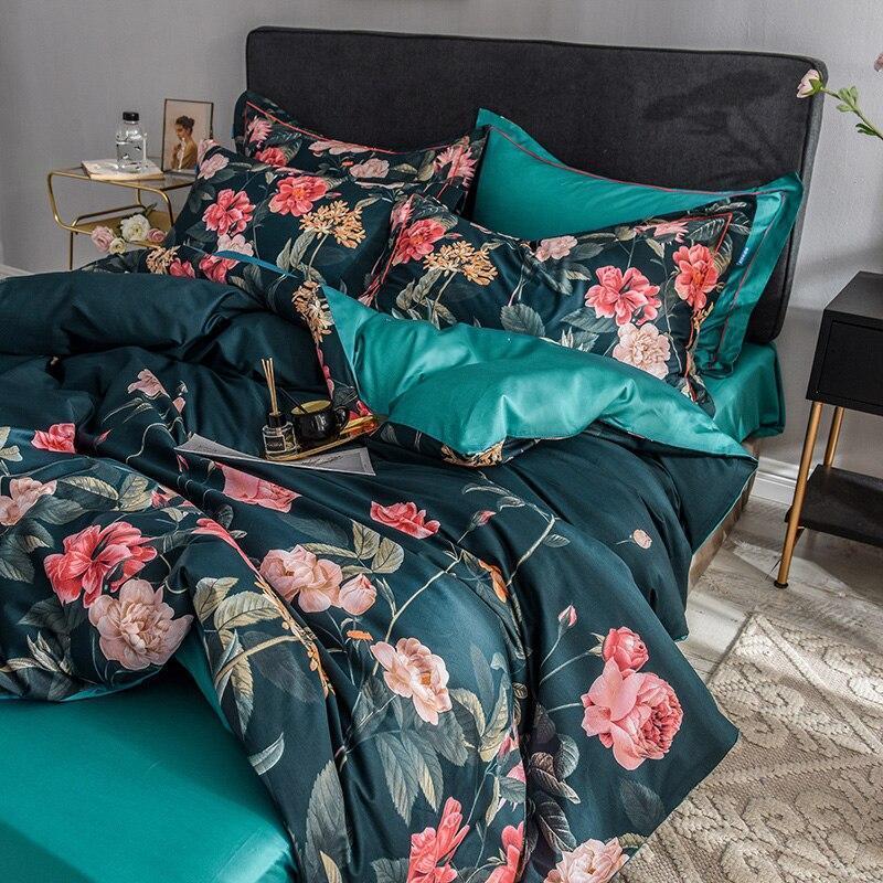 Bellia Floral Leaves Printed Egyptian Cotton Bedding set - Nordic Side - Bedding, Bellia, Cotton, Egyptian, Floral, Leaves, Printed, set