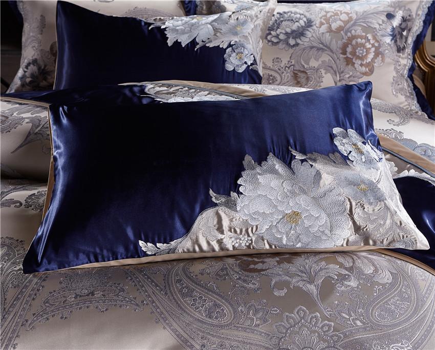 Impero Blue Silver Silk Cotton Jacquard Luxury Chinese Duvet Cover Set - Nordic Side - Bedding, Blue, Chinese, Cotton, Impero, Jacquard, Luxury, Set, Silk, Silver, us