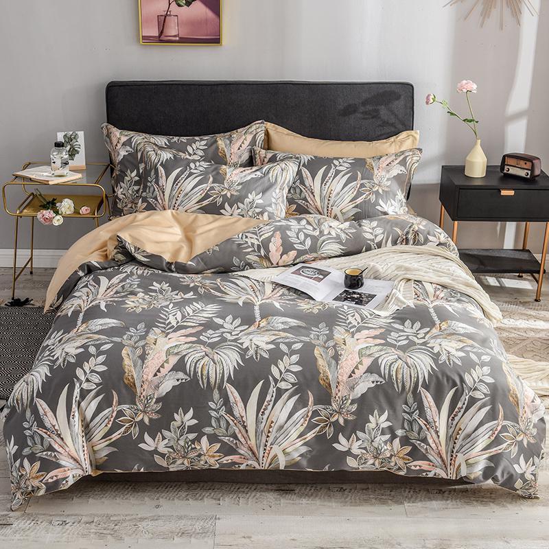 Bellia Floral Leaves Printed Egyptian Cotton Bedding set - Nordic Side - Bedding, Bellia, Cotton, Egyptian, Floral, Leaves, Printed, set