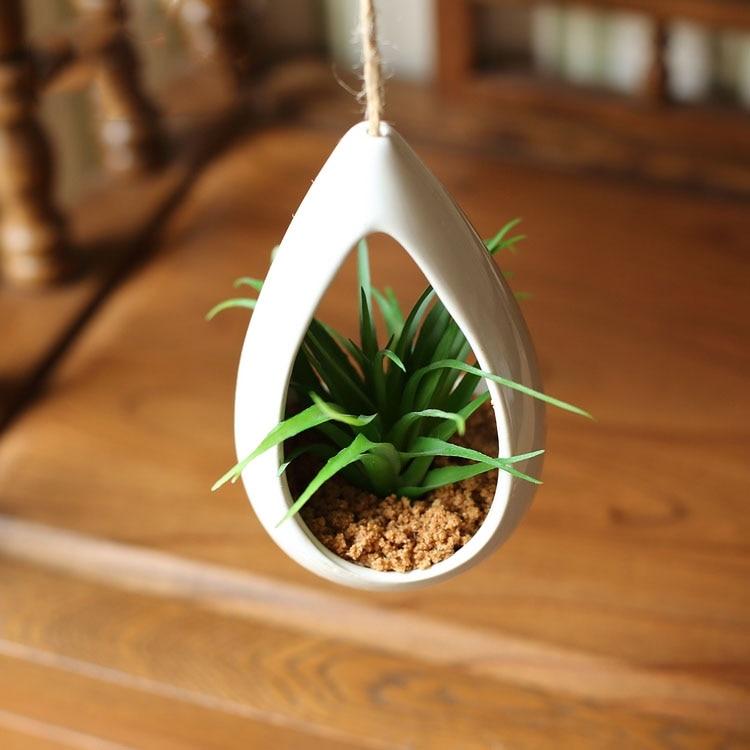 Decorative Ceramic Hanging Planter Pot with Artificial Plant - Nordic Side - 02-06, feed-cl1-planters, modern-planter-collection