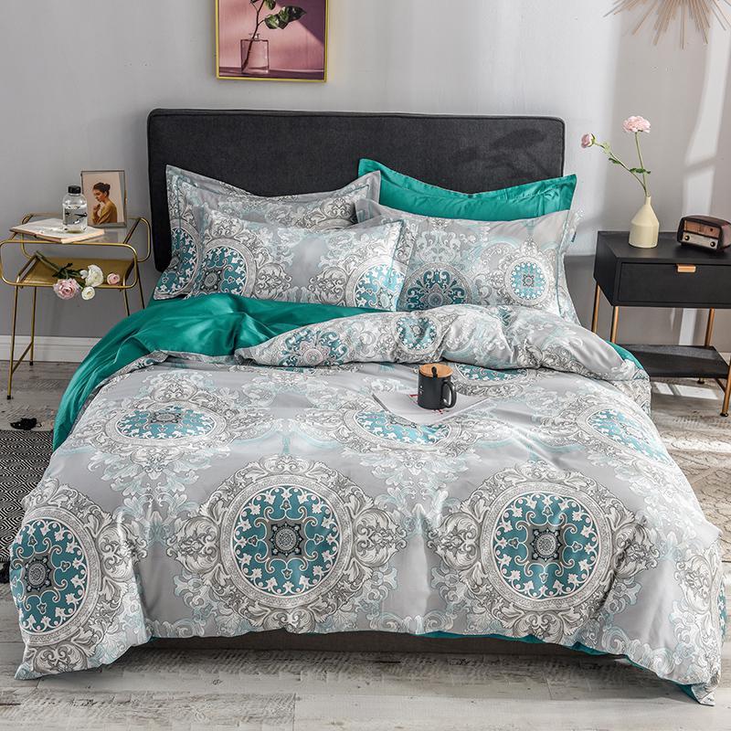 Bellia Floral Leaves Printed Egyptian Cotton Bedding set - Nordic Side - Bedding, Bellia, Cotton, Egyptian, Floral, Leaves, Printed, set