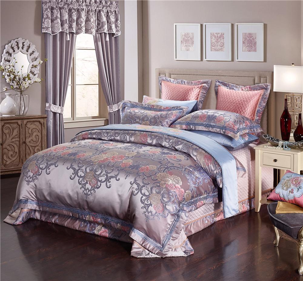 Bellina Silver Satin Jacquard Luxury Bedding set - Nordic Side - Bedding, Bellina, Jacquard, Luxury, Satin, set, Silk, Silver