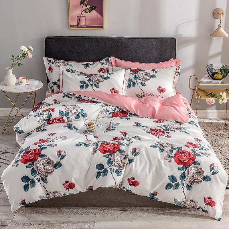 Bellia Floral Leaves Printed Egyptian Cotton Bedding set - Nordic Side - Bedding, Bellia, Cotton, Egyptian, Floral, Leaves, Printed, set