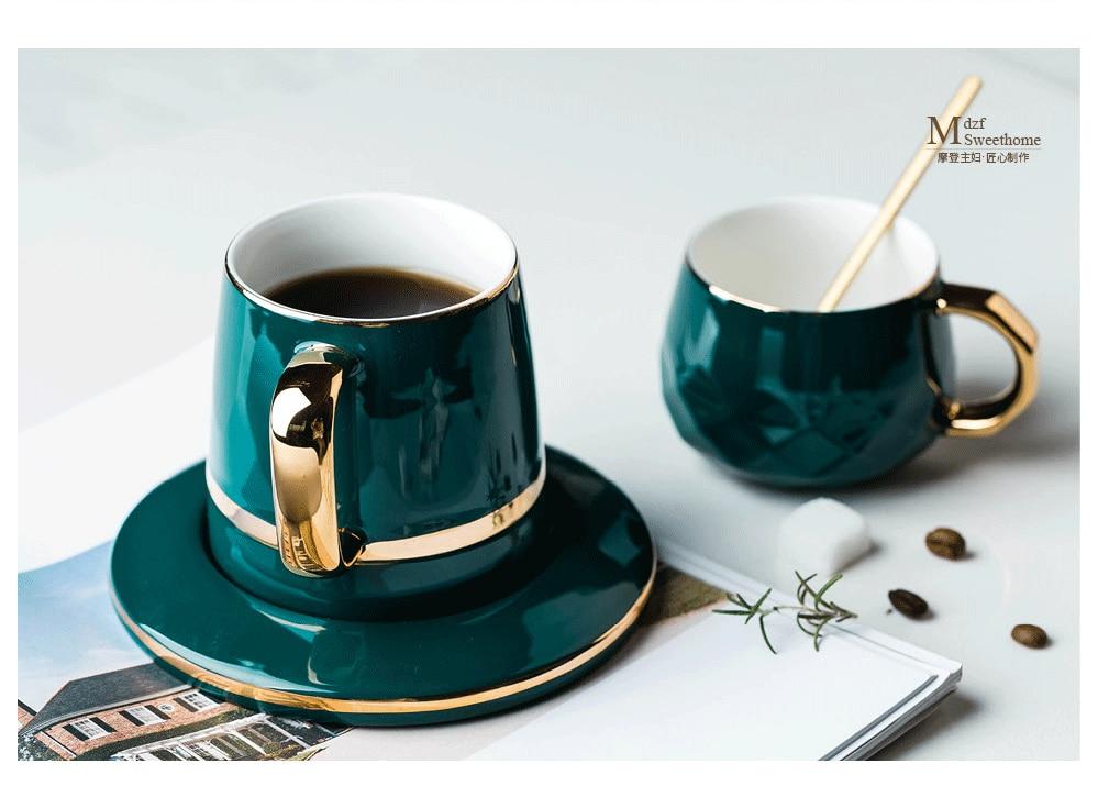 Green Elegant Green Ceramic Coffee Set