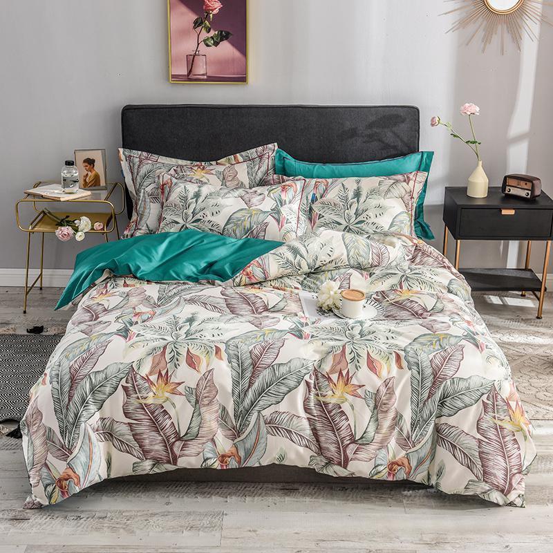 Bellia Floral Leaves Printed Egyptian Cotton Bedding set - Nordic Side - Bedding, Bellia, Cotton, Egyptian, Floral, Leaves, Printed, set