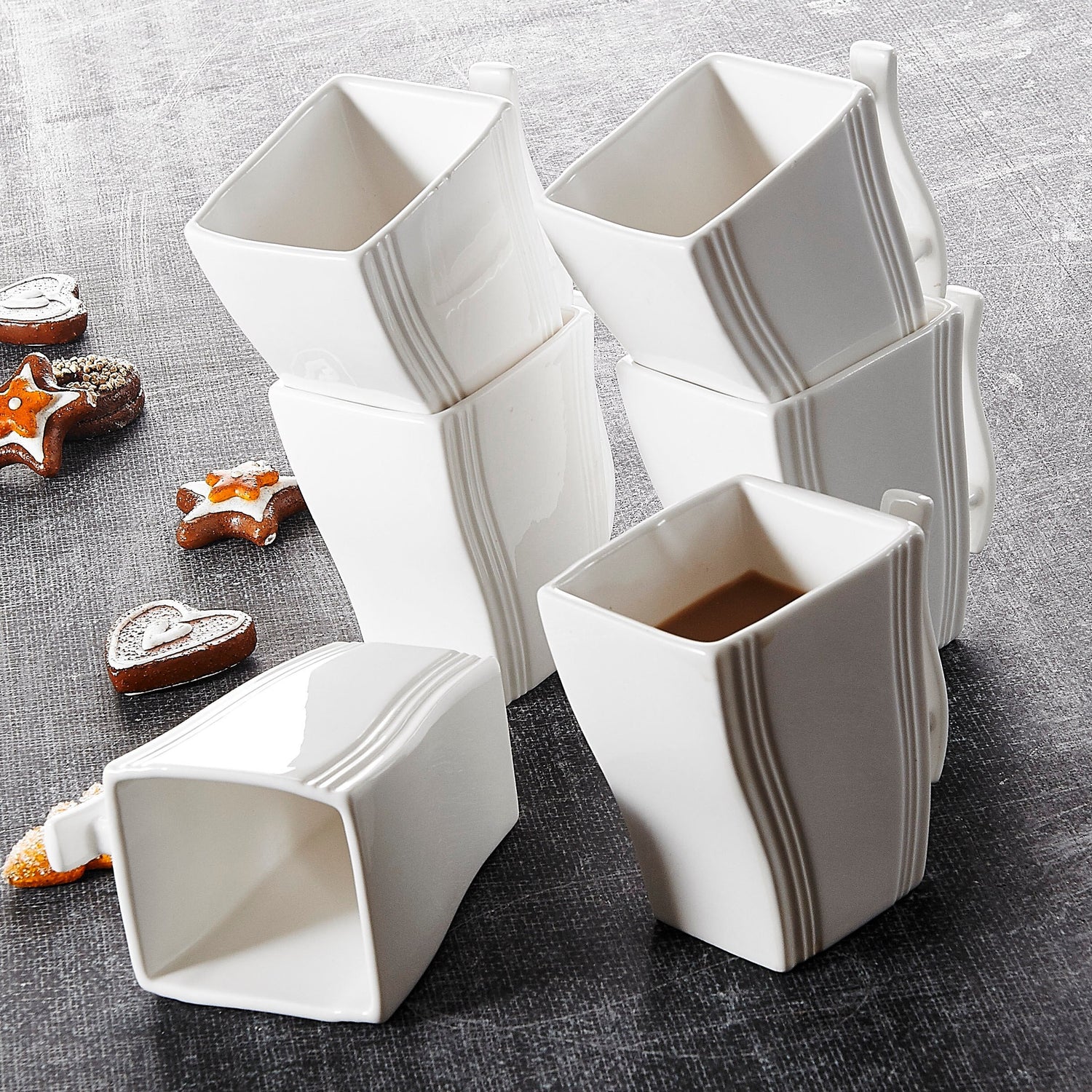 Flora 6-Piece White Porcelain Cups | Tableware | NordicAbode.com