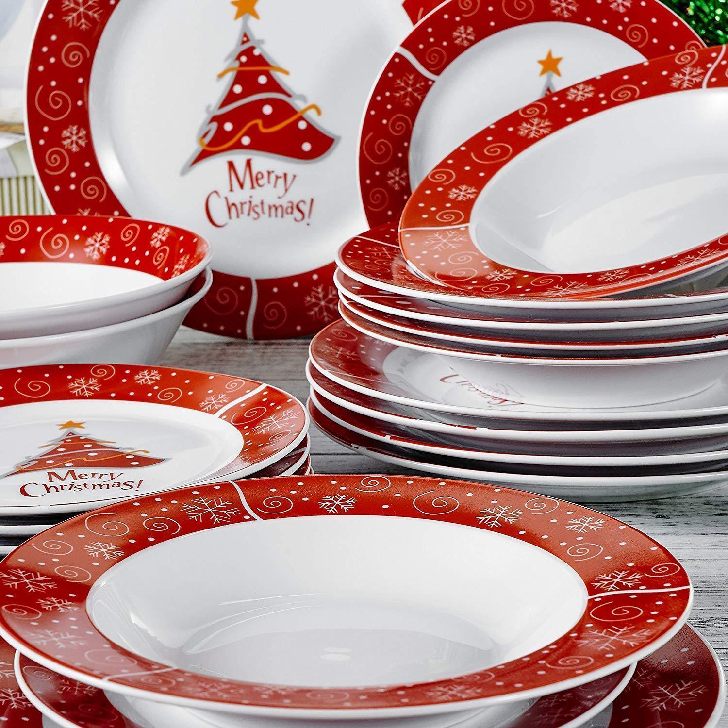 20-Piece Christmas Porcelain Dinnerware Set - Nordic Side - 20, and, Bowl, Ceramic, Cereal, Christmas, Dessert, Dinnerware, Piece, Plate, PlateDinner, PlateSoup, Porcelain, Set, with