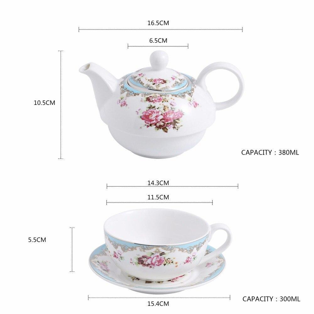 4-Piece Tea for one. Portable Porcelain China Ceramic with Teapot,Cup and Saucer Tea Sets (Flower) - Nordic Side - and, Ceramic, China, for, MALACASA, Office, one, Personal, Piece, Porcelain,