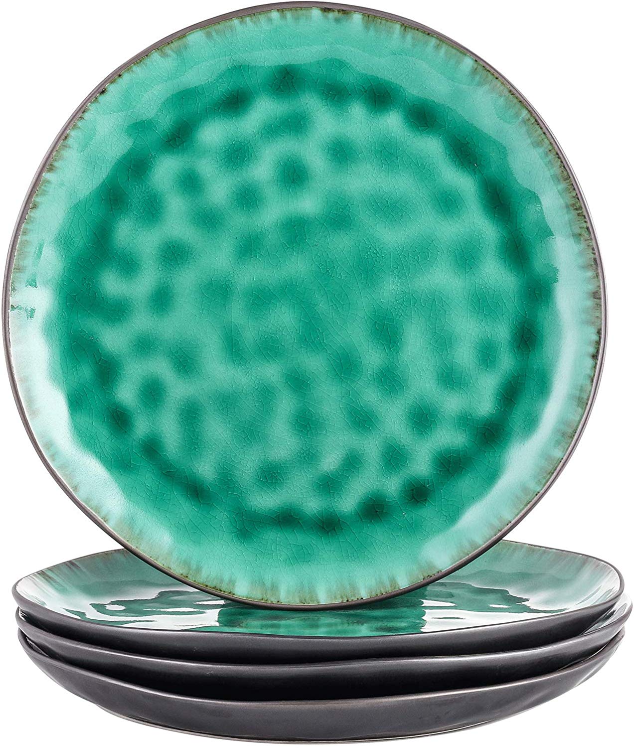 Radiante 4/8/12-Pieces Pottery Stoneware Vintage Ceramic Green Crockery 10.5" Dinner Plate Set - Nordic Side - 105, 4812, Ceramic, Coco, Crockery, Dinner, DinnerSaladFruit, Green, Pieces, Pla