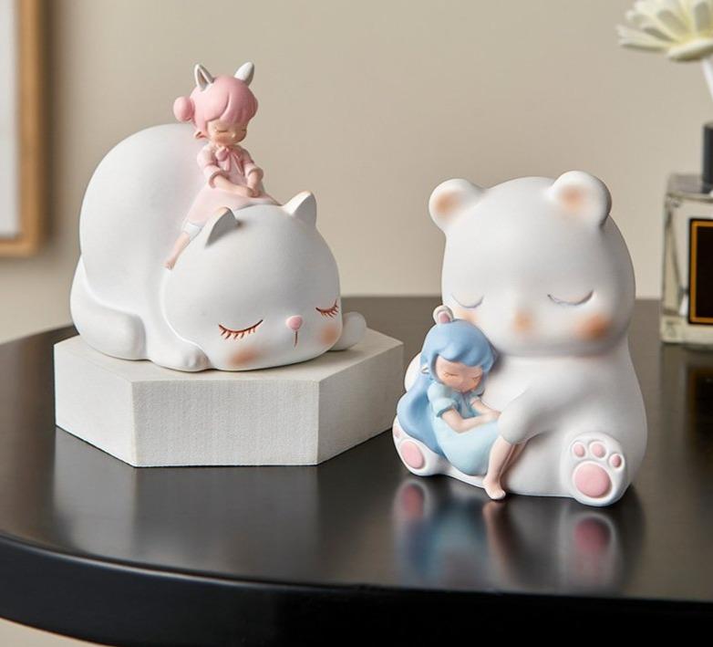 Cute Dreamy Animal Girl Decor Figurines