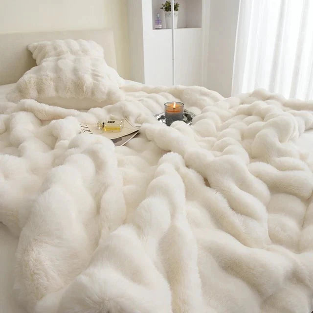 Rabbit Faux-Fur Blanket Throw