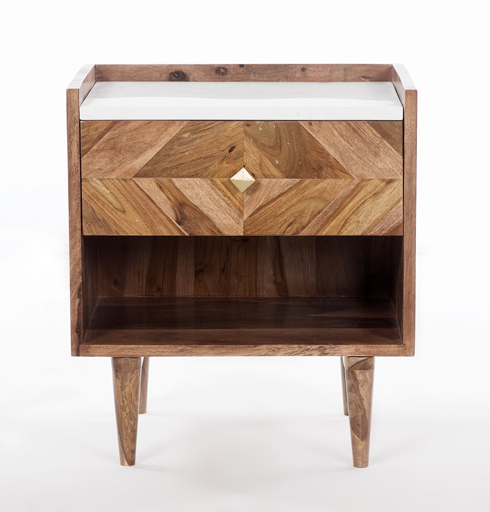 Abha Handcrafted Acacia Bedside Table