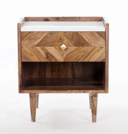 Abha Handcrafted Acacia Bedside Table