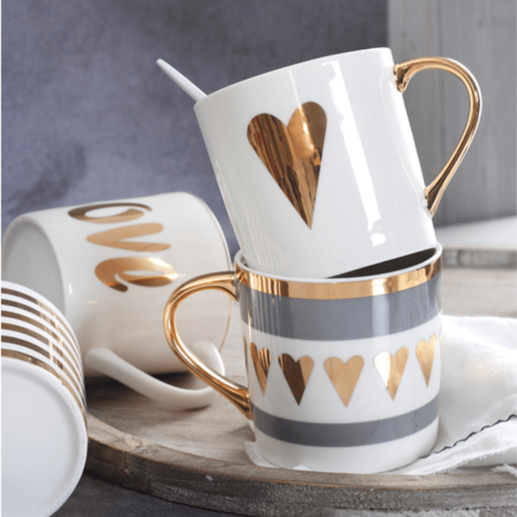 Lovely Gold Ceramic Mugs - Nordic Side - 