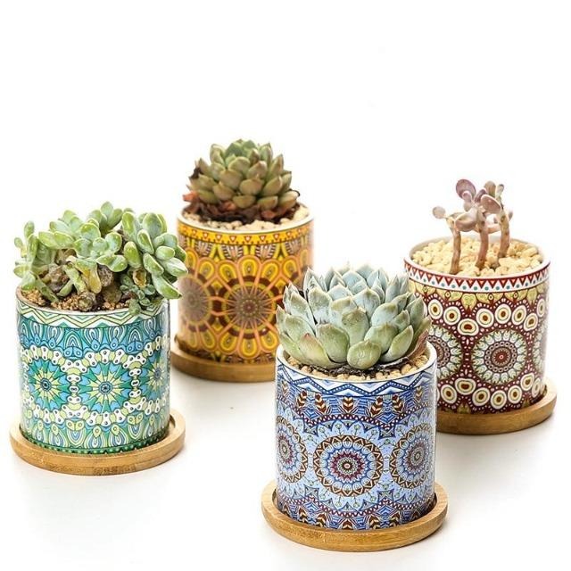 Maya - Indoor Ceramics Mandala Flower Planter - Nordic Side - Decor, Modern Planters, VASES/POTS