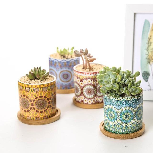 Maya - Indoor Ceramics Mandala Flower Planter - Nordic Side - Decor, Modern Planters, VASES/POTS