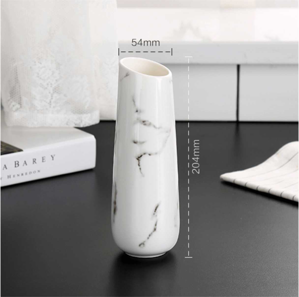 Marble flower Ceramic White Vase - Nordic Side - 